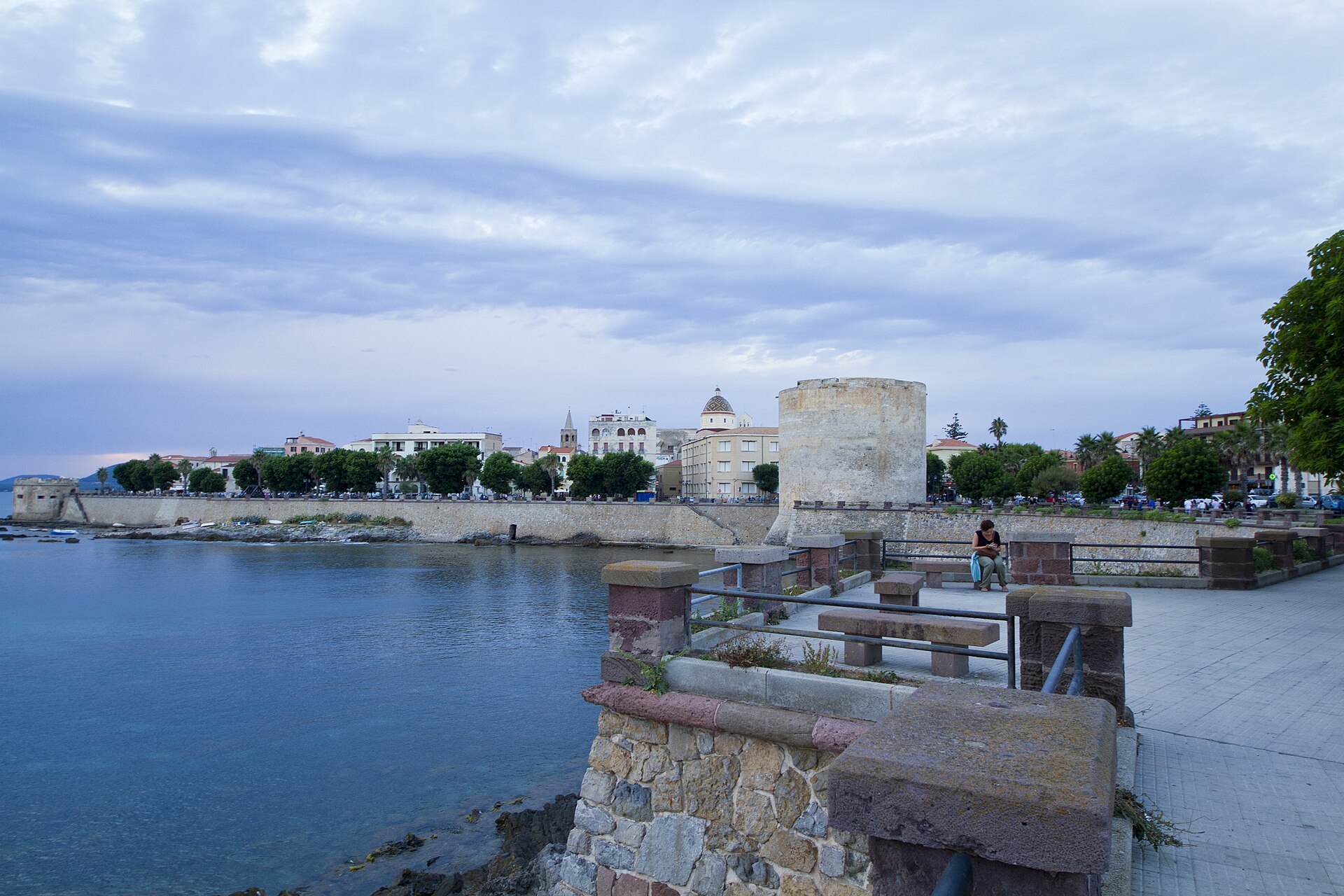 The Catalan old town of Alghero at sunset.