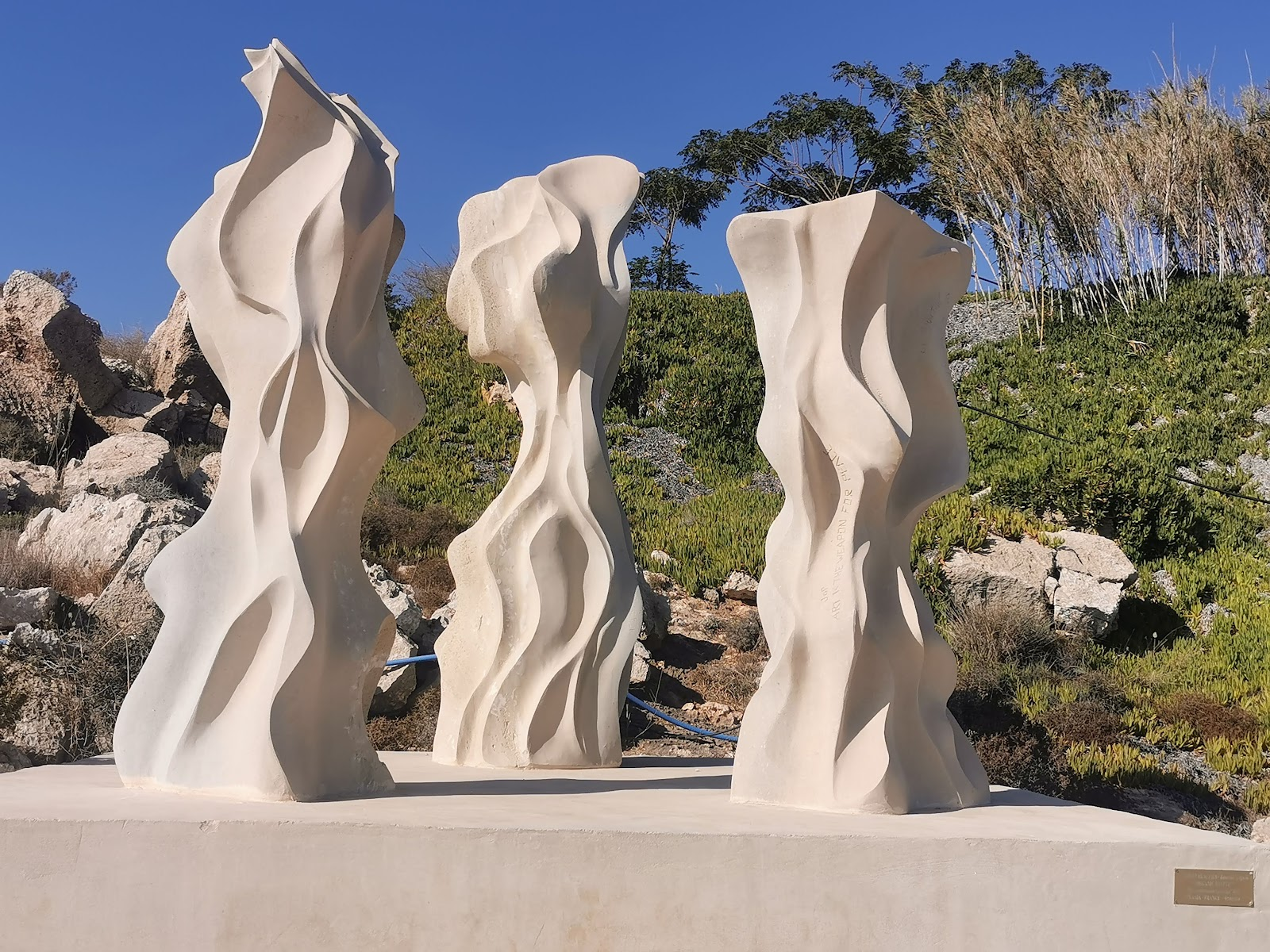 White stone sculptures at the Ayia Napa International Sculpture Park, Cyprus