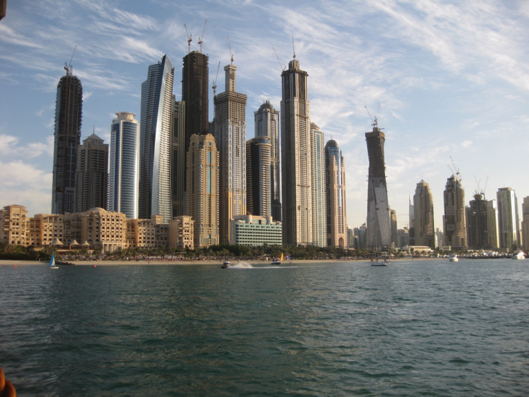 Dubai Marina skyline seen from the water